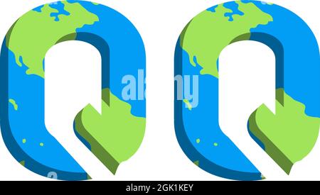 Initial QQ logo design with World Map style, Logo business branding. Stock Vector