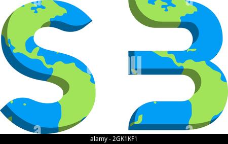 Initial SB logo design with World Map style, Logo business branding. Stock Vector
