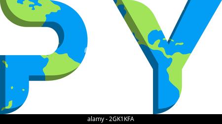 Initial PY logo design with World Map style, Logo business branding. Stock Vector