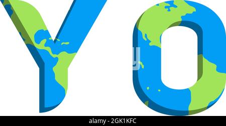 Initial YO logo design with World Map style, Logo business branding. Stock Vector