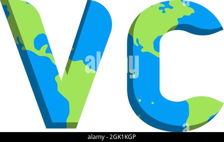 Initial VC logo design with World Map style, Logo business branding. Stock Vector