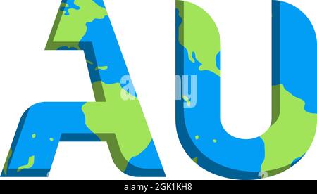 Initial AU logo design with World Map style, Logo business branding. Stock Vector