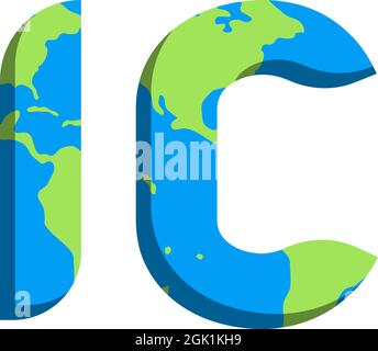 Initial IC logo design with World Map style, Logo business branding. Stock Vector