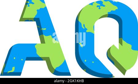 Initial AQ logo design with World Map style, Logo business branding. Stock Vector