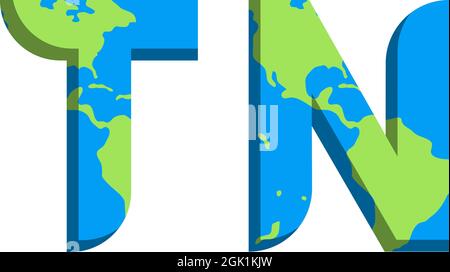 Initial TN logo design with World Map style, Logo business branding. Stock Vector