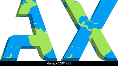 Initial AX logo design with World Map style, Logo business branding. Stock Vector