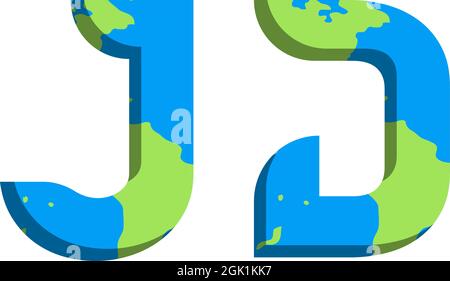Initial JD logo design with World Map style, Logo business branding. Stock Vector