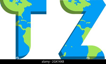 Initial TZ logo design with World Map style, Logo business branding. Stock Vector