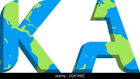 Initial KA logo design with World Map style, Logo business branding. Stock Vector