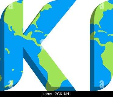 Initial KI logo design with World Map style, Logo business branding. Stock Vector