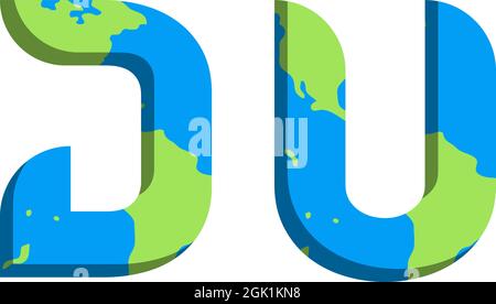 Initial DU logo design with World Map style, Logo business branding. Stock Vector
