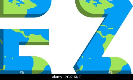 Initial EZ logo design with World Map style, Logo business branding. Stock Vector