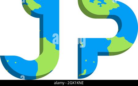Initial JP logo design with World Map style, Logo business branding. Stock Vector