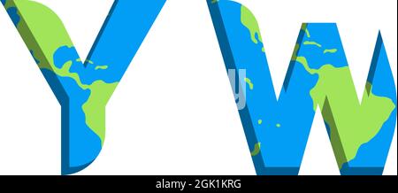 Initial YW logo design with World Map style, Logo business branding. Stock Vector
