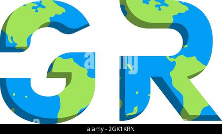Initial GR logo design with World Map style, Logo business branding. Stock Vector