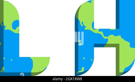 Initial LH logo design with World Map style, Logo business branding. Stock Vector