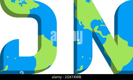 Initial DN logo design with World Map style, Logo business branding. Stock Vector