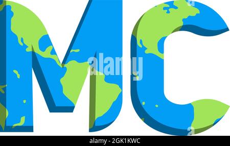 Initial MC logo design with World Map style, Logo business branding. Stock Vector
