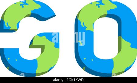 Initial GO logo design with World Map style, Logo business branding. Stock Vector