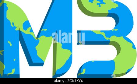 Initial MB logo design with World Map style, Logo business branding. Stock Vector