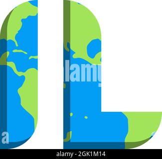 Initial IL logo design with World Map style, Logo business branding. Stock Vector