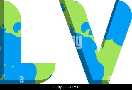 Initial LV logo design with World Map style, Logo business branding. Stock Vector