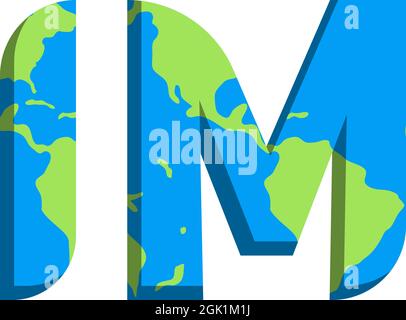 Initial IM logo design with World Map style, Logo business branding. Stock Vector