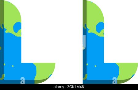 Initial LL logo design with World Map style, Logo business branding. Stock Vector