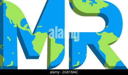Initial MR logo design with World Map style, Logo business branding. Stock Vector