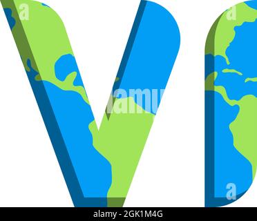 Initial VI logo design with World Map style, Logo business branding. Stock Vector