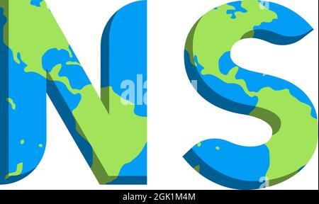 Initial NS logo design with World Map style, Logo business branding. Stock Vector