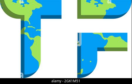 Initial TF logo design with World Map style, Logo business branding. Stock Vector