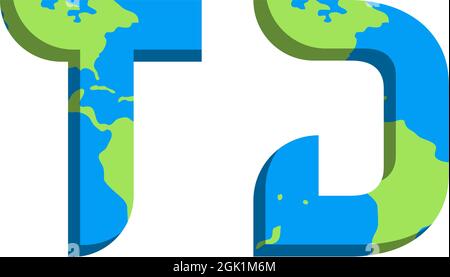 Initial TD logo design with World Map style, Logo business branding. Stock Vector