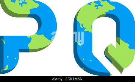 Initial PQ logo design with World Map style, Logo business branding. Stock Vector