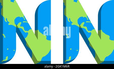 Initial NN logo design with World Map style, Logo business branding. Stock Vector