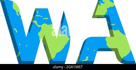 Initial WA logo design with World Map style, Logo business branding. Stock Vector