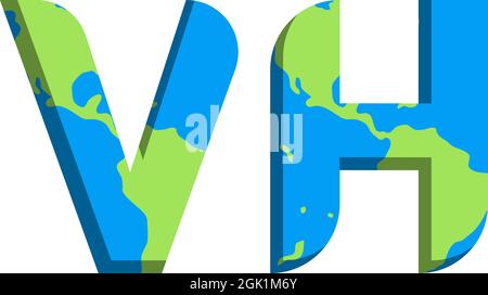 Initial VH logo design with World Map style, Logo business branding. Stock Vector
