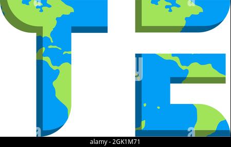 Initial TE logo design with World Map style, Logo business branding. Stock Vector
