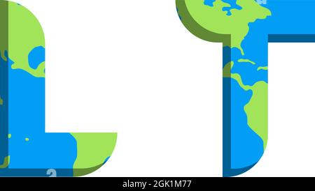Initial LT logo design with World Map style, Logo business branding. Stock Vector