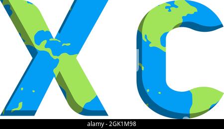 Initial XC logo design with World Map style, Logo business branding. Stock Vector