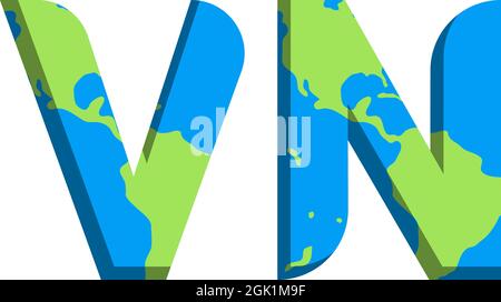 Initial VN logo design with World Map style, Logo business branding. Stock Vector