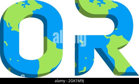 Initial OR logo design with World Map style, Logo business branding. Stock Vector