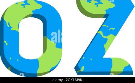 Initial OZ logo design with World Map style, Logo business branding. Stock Vector