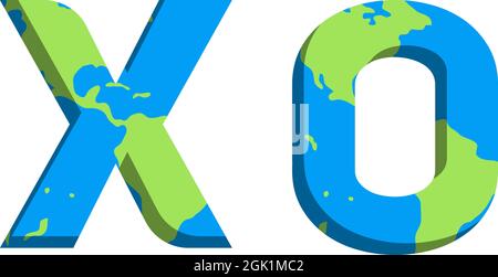 Initial XO logo design with World Map style, Logo business branding. Stock Vector