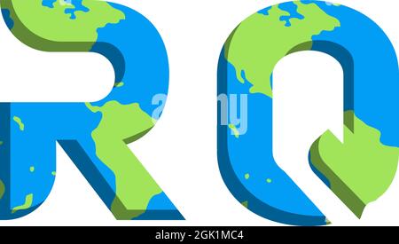 Initial RQ logo design with World Map style, Logo business branding. Stock Vector