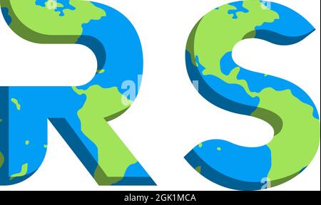 Initial RS logo design with World Map style, Logo business branding. Stock Vector