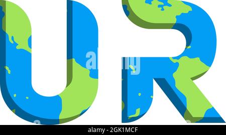 Initial UR logo design with World Map style, Logo business branding. Stock Vector