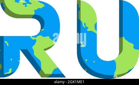 Initial RU logo design with World Map style, Logo business branding. Stock Vector