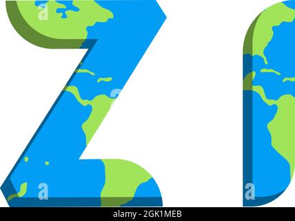 Initial ZI logo design with World Map style, Logo business branding. Stock Vector