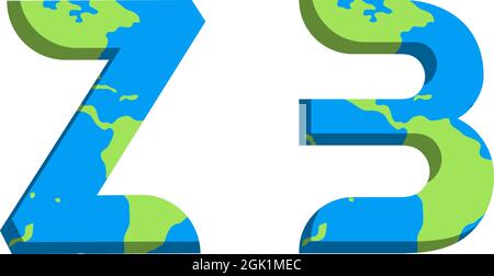 Initial ZB logo design with World Map style, Logo business branding. Stock Vector